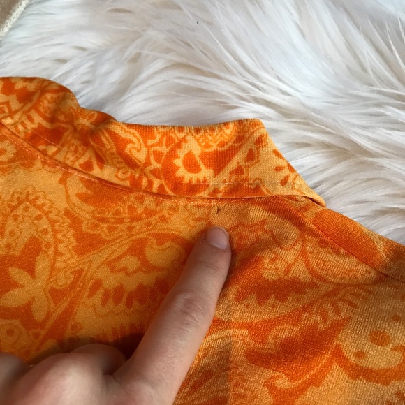 1970s Vintage Floral Groovy Collared Short Sleeve - Picture 9 of 10